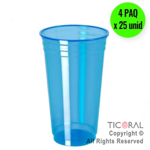 VASO NEON FLUO 300CC AZUL COPOBRAS (4 pack x 25 unidades)